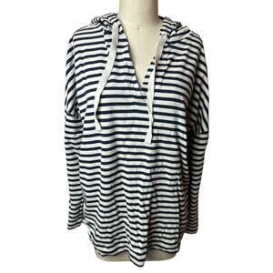 Lou & Grey Navy and White Striped Hooded Pullover